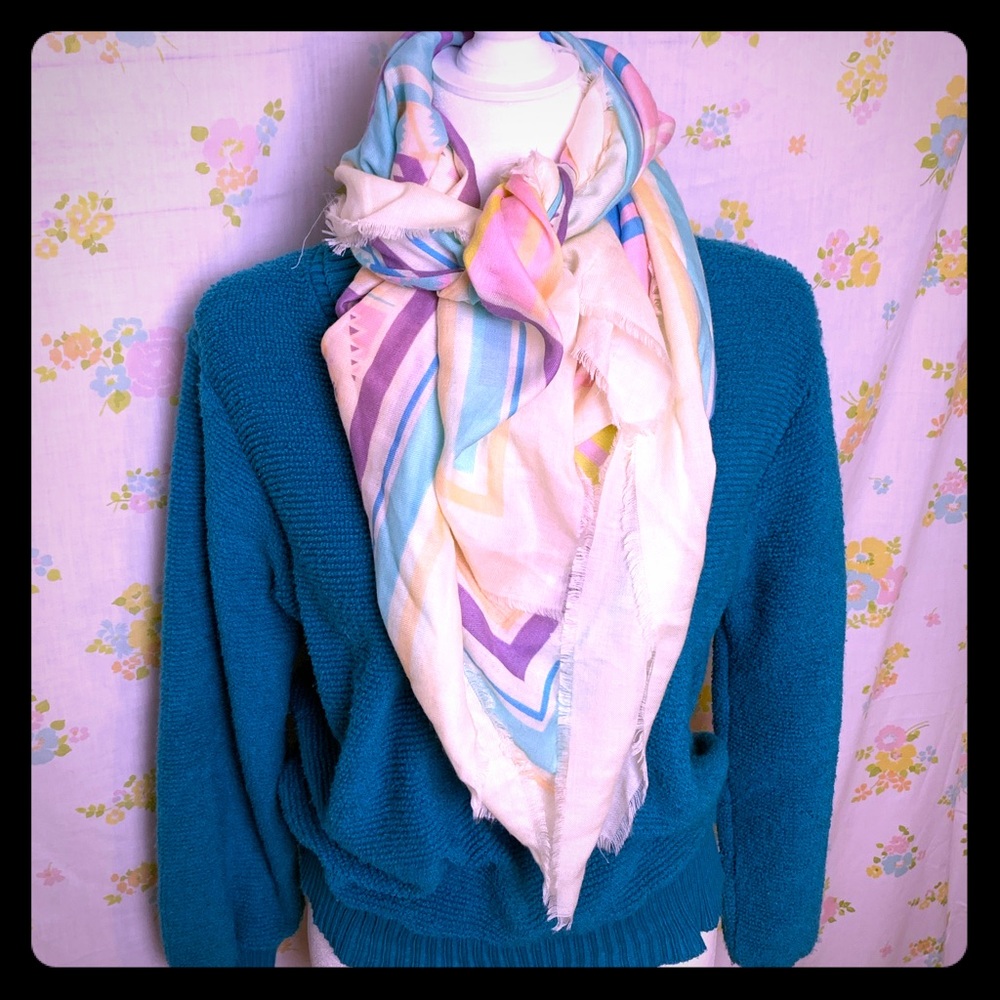 Vintage Hentex Pastel Western Style Scarf